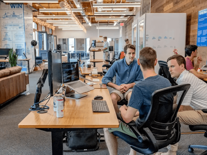 Team collaborating on a project